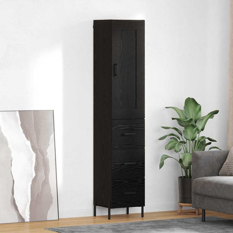 vidaXL Highboard Black Oak 34.5 x 34 x 180 cm Engineered Wood