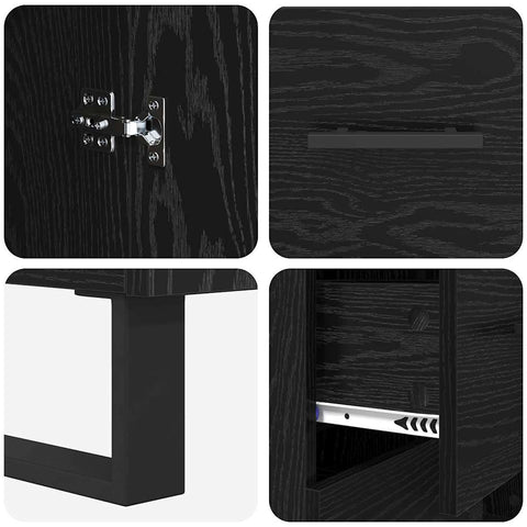 vidaXL Highboard Wall-mounted 2 pcs Black Oak Engineered Wood