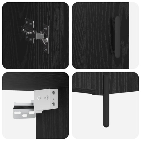 vidaXL Highboard Black Oak 69.5 x 34 x 180 cm Engineered Wood