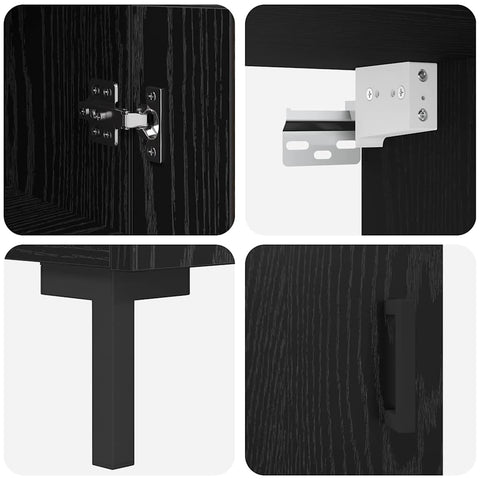 vidaXL Highboard Wall-mounted 2 pcs Black Oak Engineered Wood