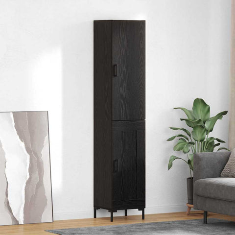 vidaXL Highboard Wall-mounted 2 pcs Black Oak Engineered Wood