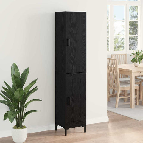 vidaXL Highboard Wall-mounted 2 pcs Black Oak Engineered Wood