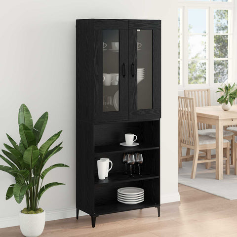 vidaXL Highboard Black Oak 69.5 x 34 x 180 cm Engineered Wood