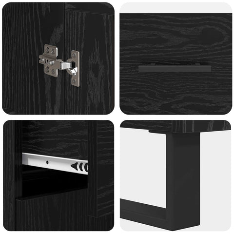 vidaXL Highboard Black Oak 69.5 x 34 x 180 cm Engineered Wood