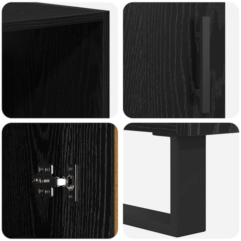 vidaXL Highboard Wall-mounted 2 pcs Black Oak Engineered Wood