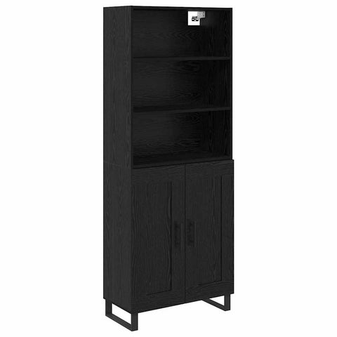 vidaXL Highboard Wall-mounted 2 pcs Black Oak Engineered Wood