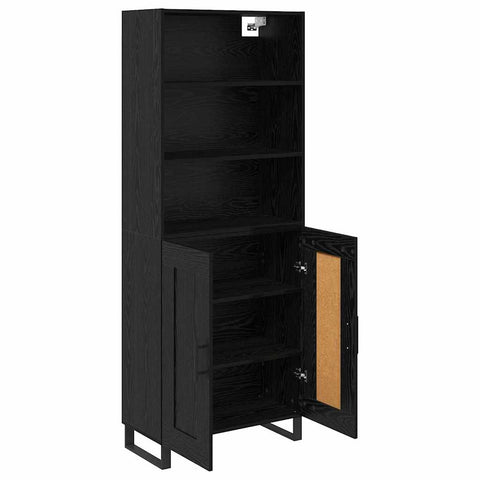 vidaXL Highboard Wall-mounted 2 pcs Black Oak Engineered Wood