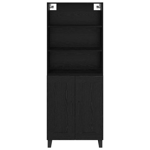 vidaXL Highboard Wall-mounted 2 pcs Black Oak Engineered Wood