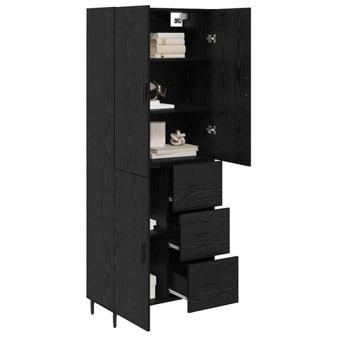 vidaXL Highboard 2 pcs Black oak 69.5 x 34 x 180 cm Engineered Wood