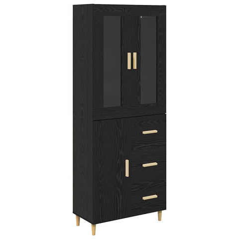 vidaXL Highboard Wall-mounted 2 pcs Black Oak Engineered Wood