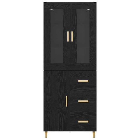 vidaXL Highboard Wall-mounted 2 pcs Black Oak Engineered Wood