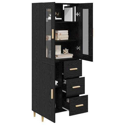 vidaXL Highboard Wall-mounted 2 pcs Black Oak Engineered Wood