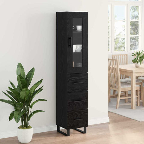 vidaXL Highboard Black Oak 69.5 x 34 x 180 cm Engineered Wood