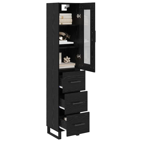 vidaXL Highboard Black Oak 69.5 x 34 x 180 cm Engineered Wood