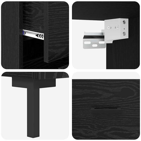 vidaXL Highboard Wall-mounted 2 pcs Black Oak Engineered Wood