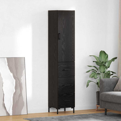 vidaXL Highboard Wall-mounted 2 pcs Black Oak Engineered Wood