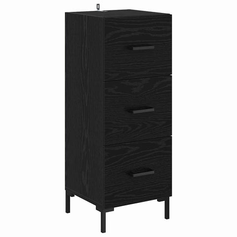 vidaXL Highboard Wall-mounted 2 pcs Black Oak Engineered Wood