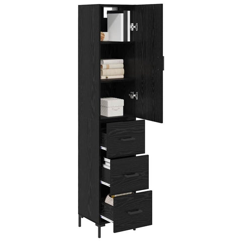 vidaXL Highboard Wall-mounted 2 pcs Black Oak Engineered Wood