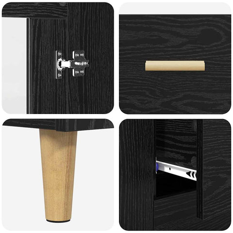 vidaXL Highboard Wall-mounted 2 pcs Black Oak Engineered Wood