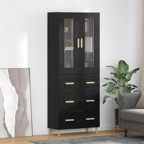 vidaXL Highboard Wall-mounted 2 pcs Black Oak Engineered Wood