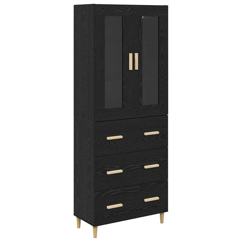 vidaXL Highboard Wall-mounted 2 pcs Black Oak Engineered Wood