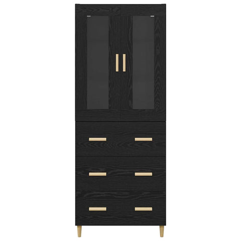 vidaXL Highboard Wall-mounted 2 pcs Black Oak Engineered Wood