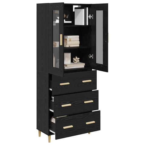 vidaXL Highboard Wall-mounted 2 pcs Black Oak Engineered Wood