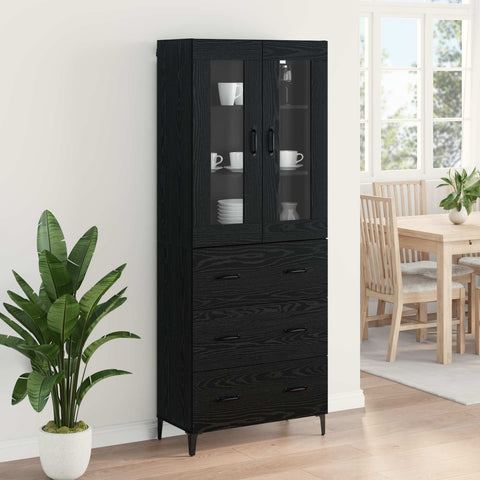 vidaXL Highboard Black Oak 69.5 x 34 x 180 cm Engineered Wood