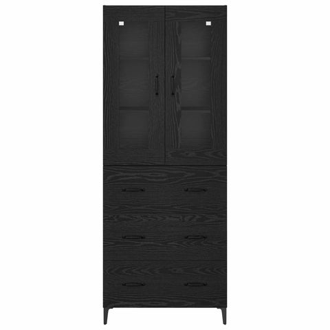 vidaXL Highboard Black Oak 69.5 x 34 x 180 cm Engineered Wood