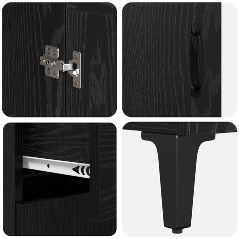 vidaXL Highboard Black Oak 69.5 x 34 x 180 cm Engineered Wood