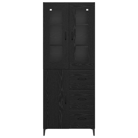vidaXL Highboard Black Oak 69.5 x 34 x 180 cm Engineered Wood