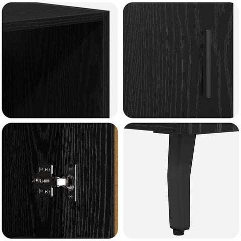 vidaXL Highboard 2 pcs Black Oak 69.5 x 34 x 180 cm Engineered Wood