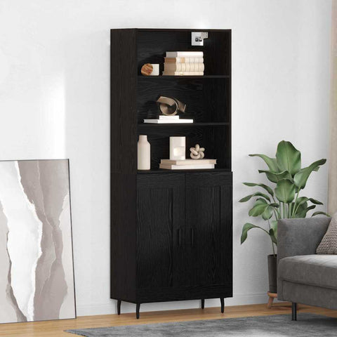 vidaXL Highboard 2 pcs Black Oak 69.5 x 34 x 180 cm Engineered Wood