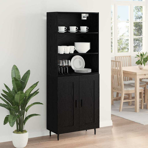 vidaXL Highboard 2 pcs Black Oak 69.5 x 34 x 180 cm Engineered Wood