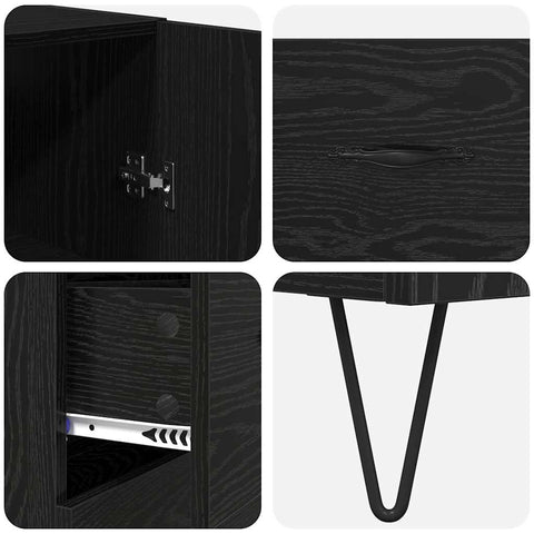 vidaXL Highboard Wall-mounted 2 pcs Black Oak Engineered Wood