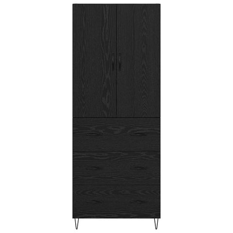 vidaXL Highboard Wall-mounted 2 pcs Black Oak Engineered Wood