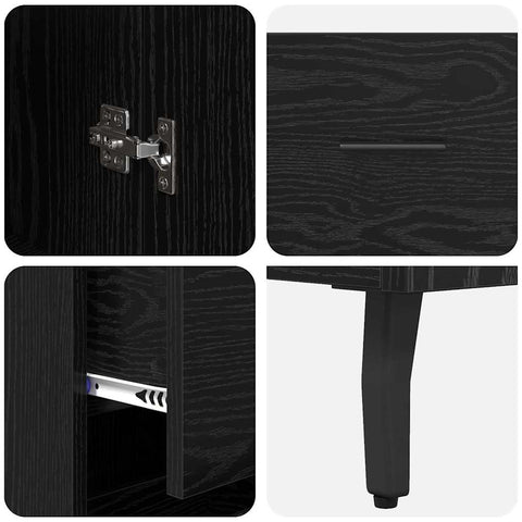 vidaXL Highboard Black Oak 34.5 x 34 x 180 cm Engineered Wood