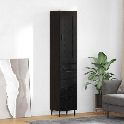 vidaXL Highboard Black Oak 34.5 x 34 x 180 cm Engineered Wood