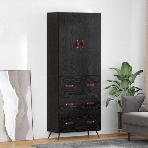 vidaXL Highboard Black Oak 69.5 x 34 x 180 cm Engineered Wood
