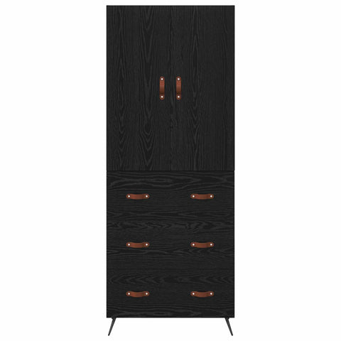 vidaXL Highboard Black Oak 69.5 x 34 x 180 cm Engineered Wood