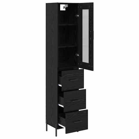 vidaXL Highboard Black Oak 34.5 x 34 x 180 cm Engineered Wood