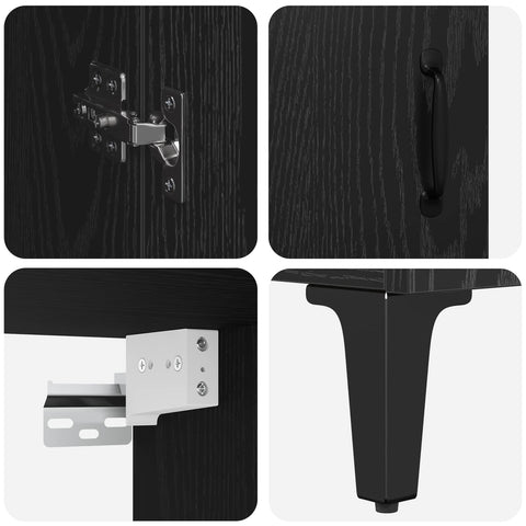 vidaXL Highboard Black Oak 69.5 x 34 x 180 cm Engineered Wood