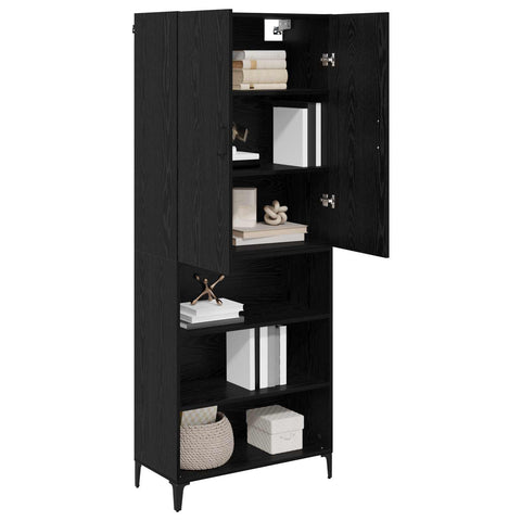 vidaXL Highboard Black Oak 69.5 x 34 x 180 cm Engineered Wood