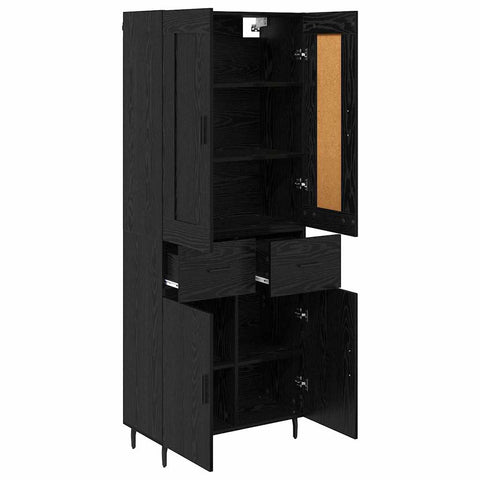 vidaXL Highboard 2 pcs Black Oak 69.5 x 34 x 180 cm Engineered Wood
