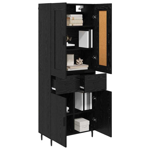 vidaXL Highboard 2 pcs Black Oak 69.5 x 34 x 180 cm Engineered Wood