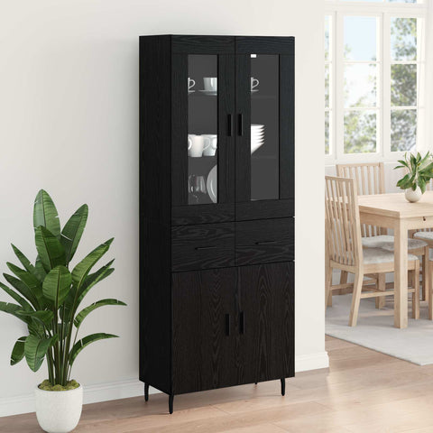 vidaXL Highboard Black Oak 69.5 x 34 x 180 cm Engineered Wood