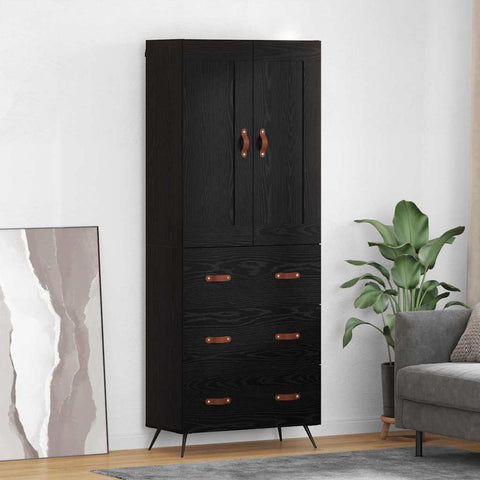 vidaXL Highboard Black Oak 69.5 x 34 x 180 cm Engineered Wood