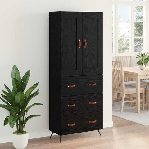 vidaXL Highboard Black Oak 69.5 x 34 x 180 cm Engineered Wood