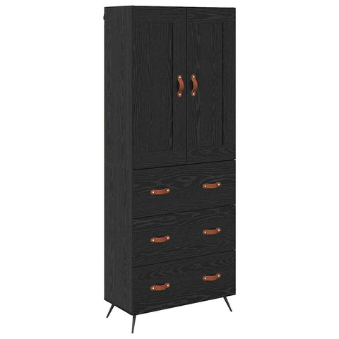 vidaXL Highboard Black Oak 69.5 x 34 x 180 cm Engineered Wood