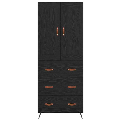 vidaXL Highboard Black Oak 69.5 x 34 x 180 cm Engineered Wood